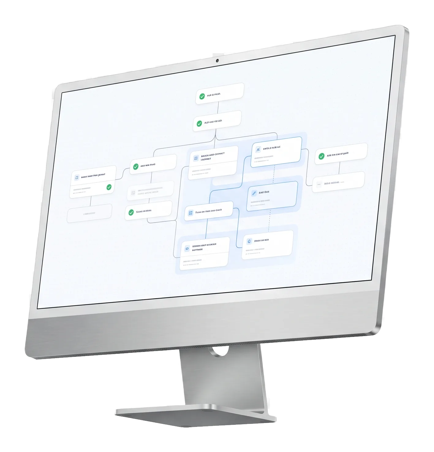Monitor con un flujo de automatización de procesos