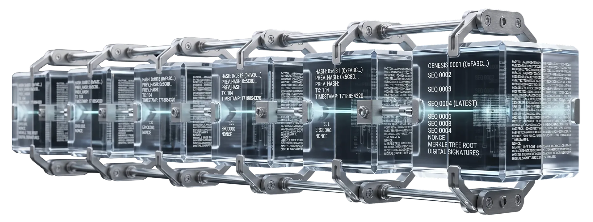 Bloques de una red blockchain conectados