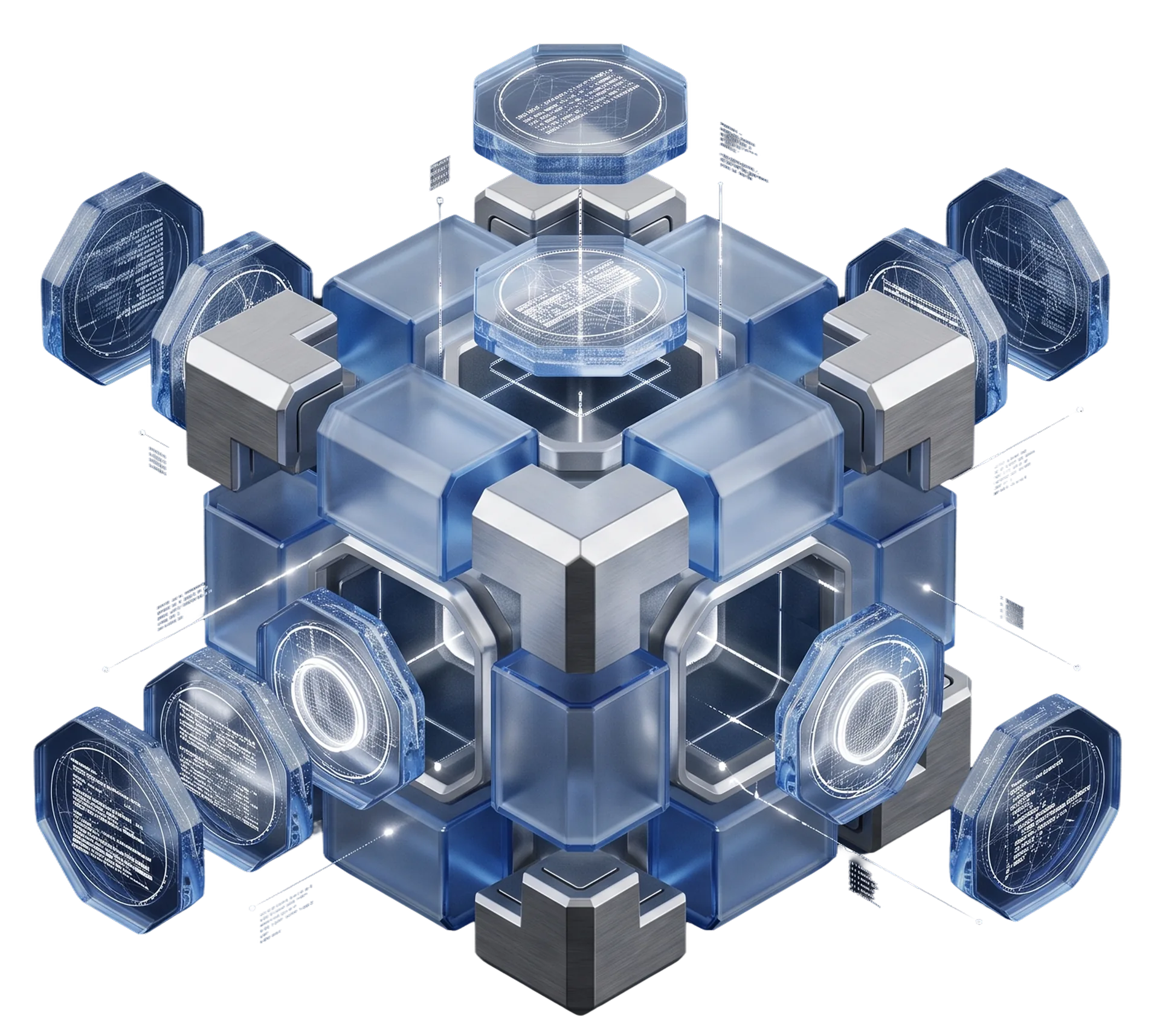 Cubo de tokens digitales de vidrio